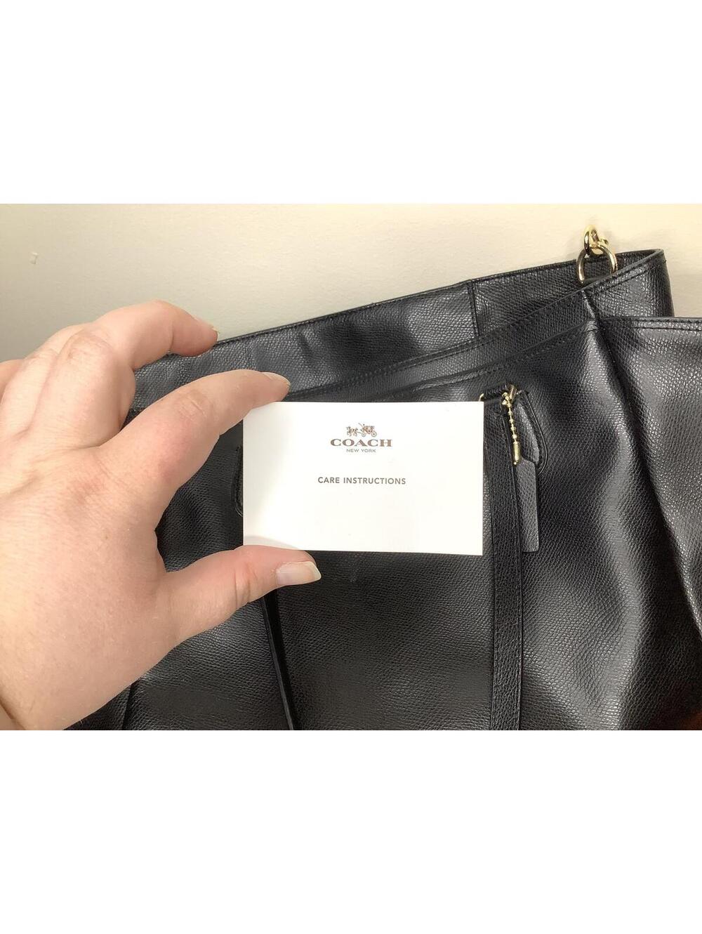 < Coach Black Leather Large Diaper Tote Bag > - Picture 11 of 13